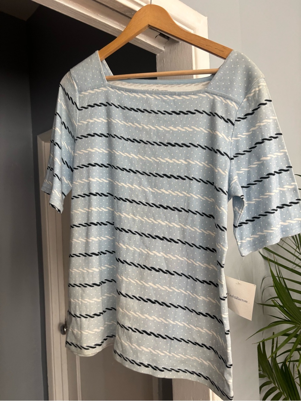 New Croft & Barrow Light Blue Striped Women’s Top Size XL